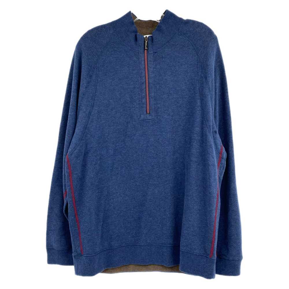 Tommy Bahama Blue Red Knit Quarter Zip Sweater